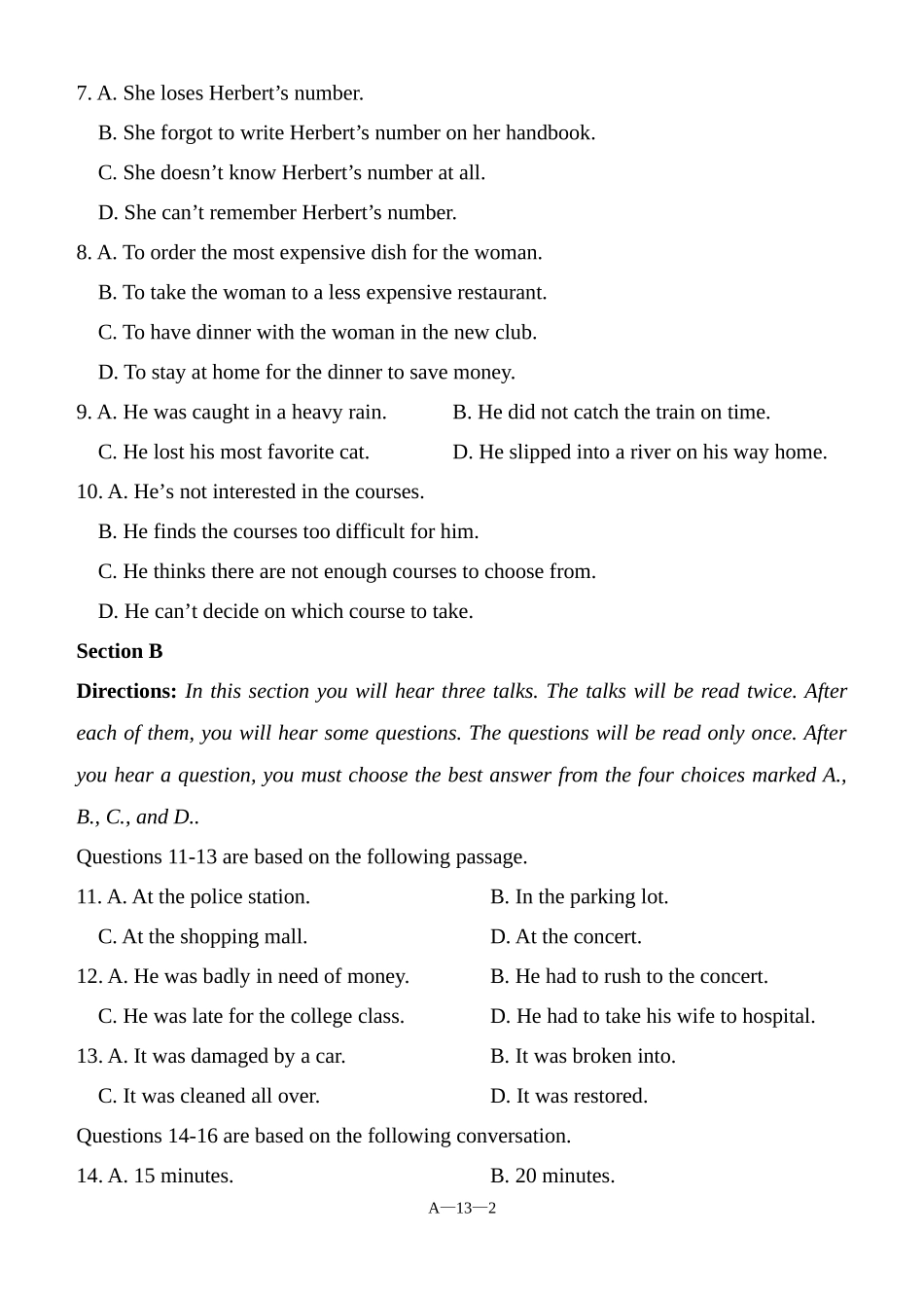 大学英语期末试卷(2)及答案_第2页