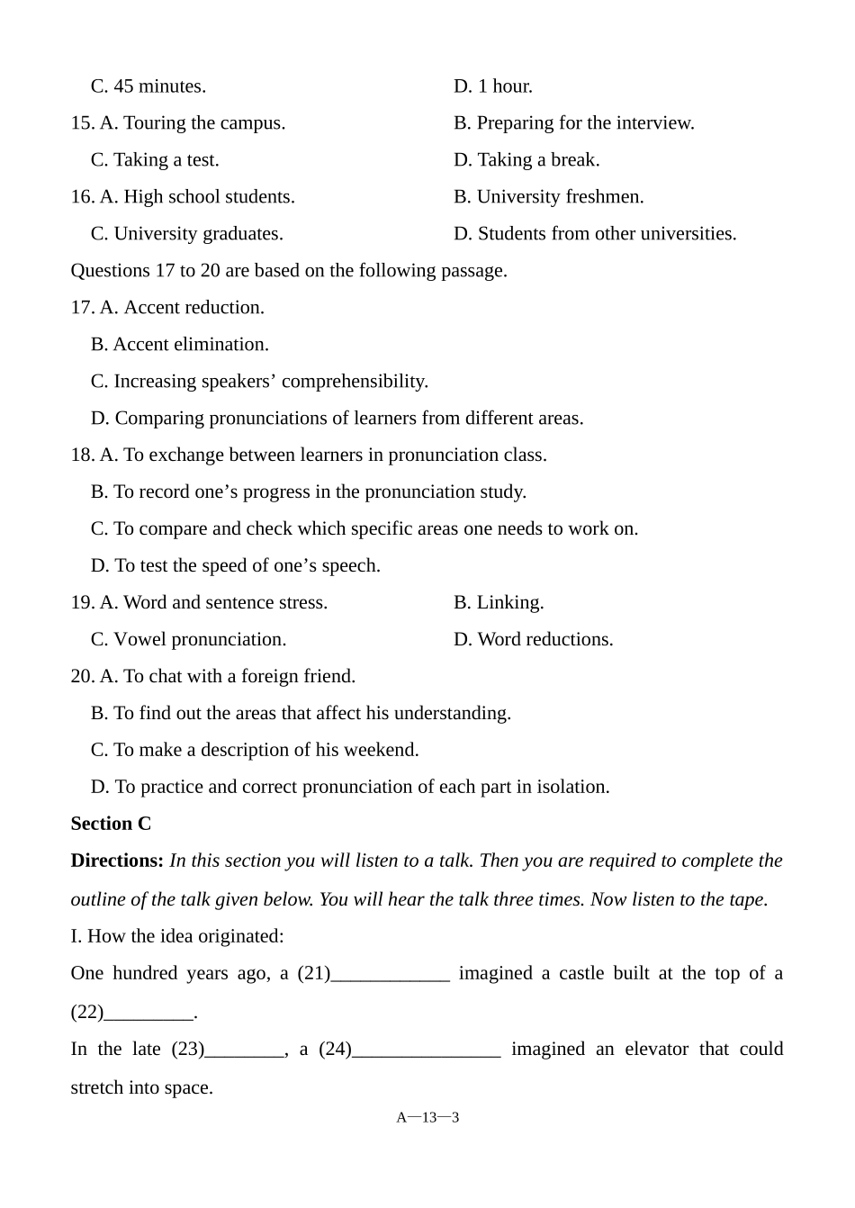 大学英语期末试卷(2)及答案_第3页
