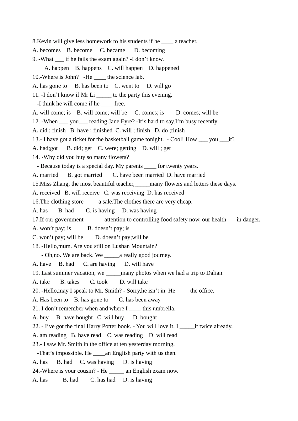六大时态练习---作业_第2页