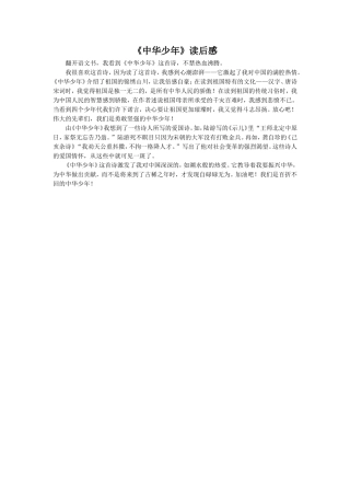 《中华少年》读后感