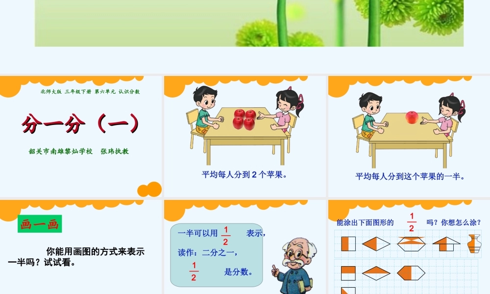 小学数学北师大2011课标版三年级北师版数学三年级下册《分一分(一)》第1课时