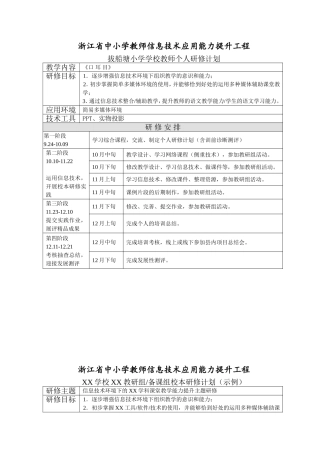 高飞飞、个人研修计划