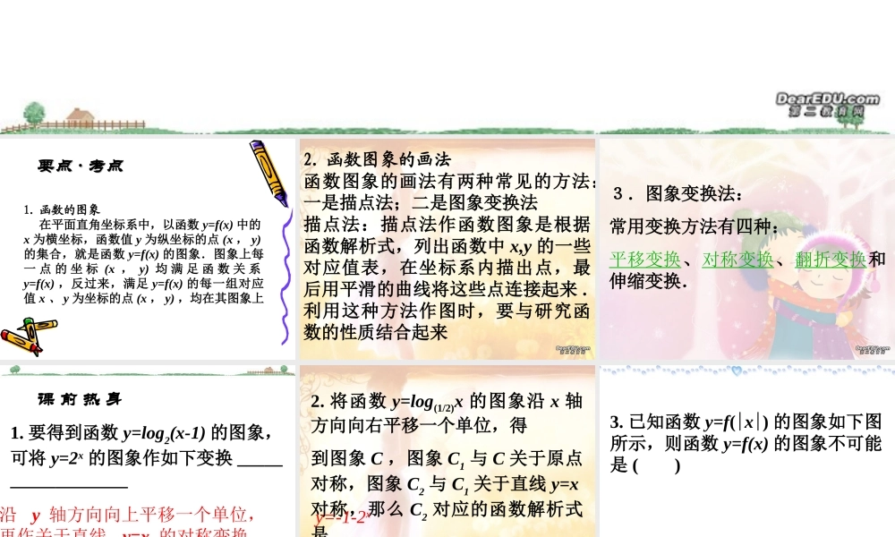 高三数学署期补课件 第十一讲函数的图象 新课标 人教版 课件