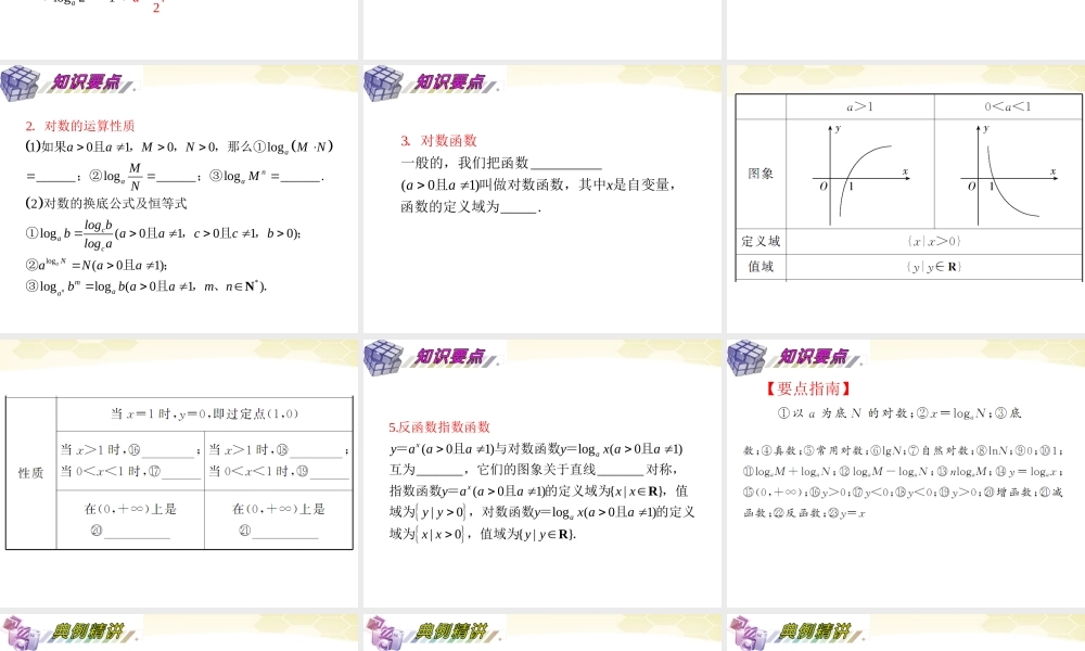 湖南省高三数学总复习一轮 第2单元第10讲 对数与对数函数精品课件 理 新课标 课件