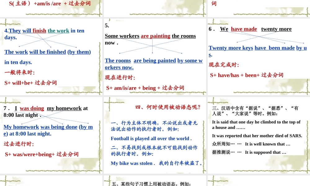 被动语态复习高三英语课件 新课标 人教版 课件