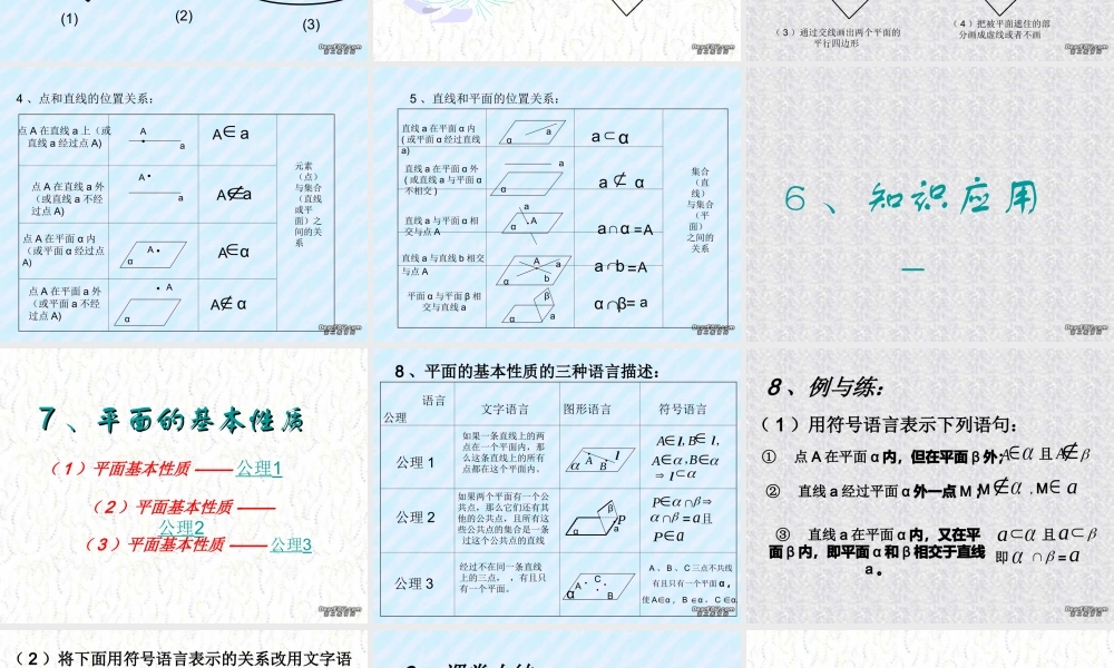 高二数学下学期平面课件一 人教版 课件