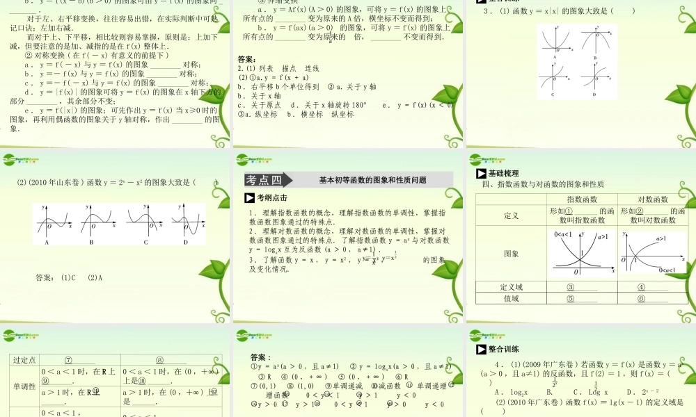 高考数学 第二讲函数、基本初等函数的图象与性质课件2 新人教A版必修1 课件