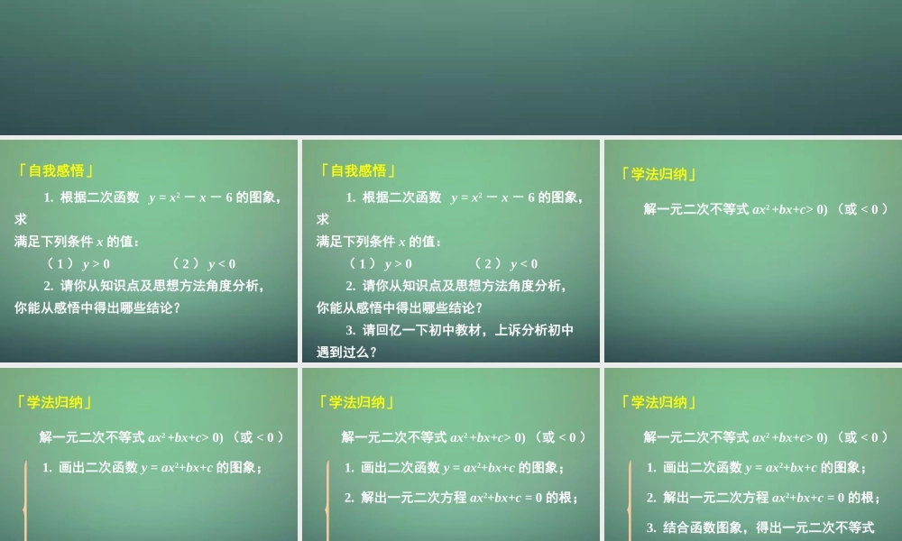 高中数学 112第1课时 一元二次不等式及其解法(补充)课件 新人教A版必修1 课件