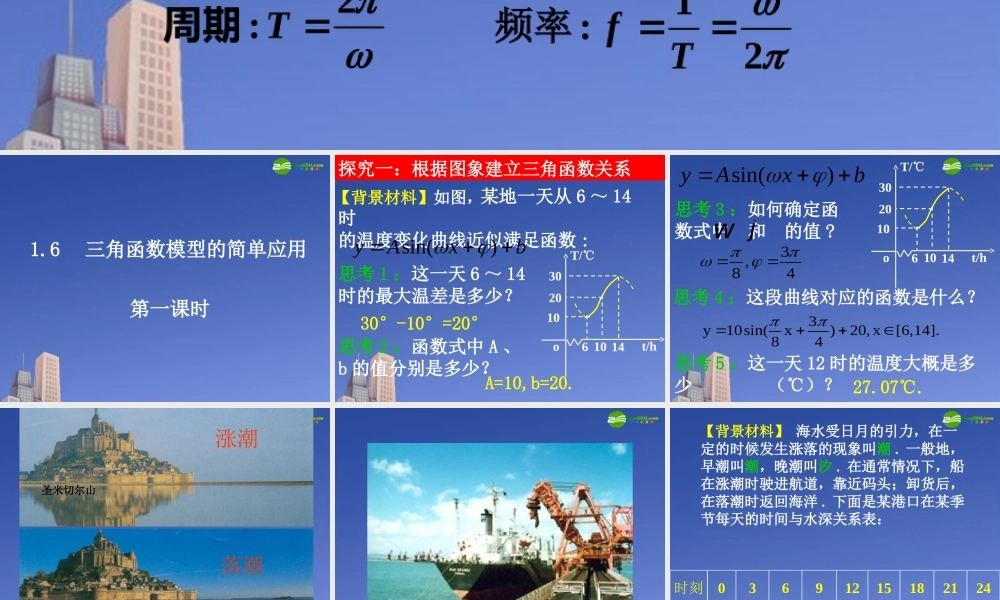 高中数学 三角函数模型简单应用(一)课件 新人教A版 课件