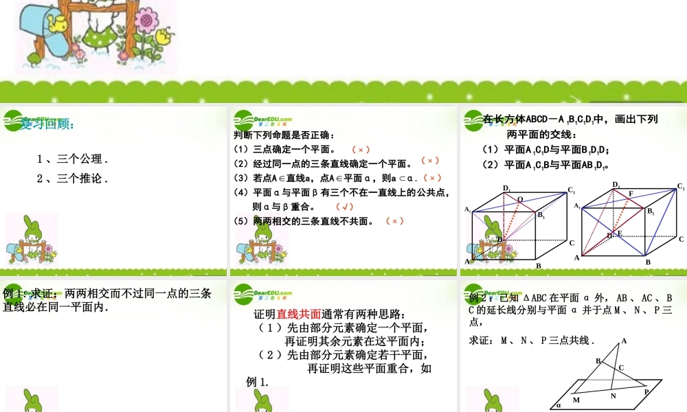 高中数学 121平面的基本性质3课件 苏教版必修2 课件