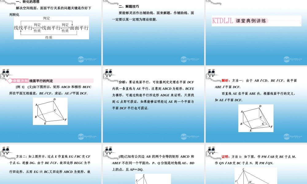 高考数学总复习 9-4 线面、面面平行的判定与性质课件 新人教B版 课件