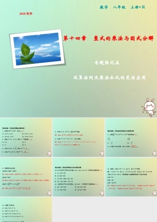 秋八年级数学上册 第14章 整式的乘法与因式分解 专题强化五 运算法则及乘法公式的灵活应用课件 (新版)新人教版 课件