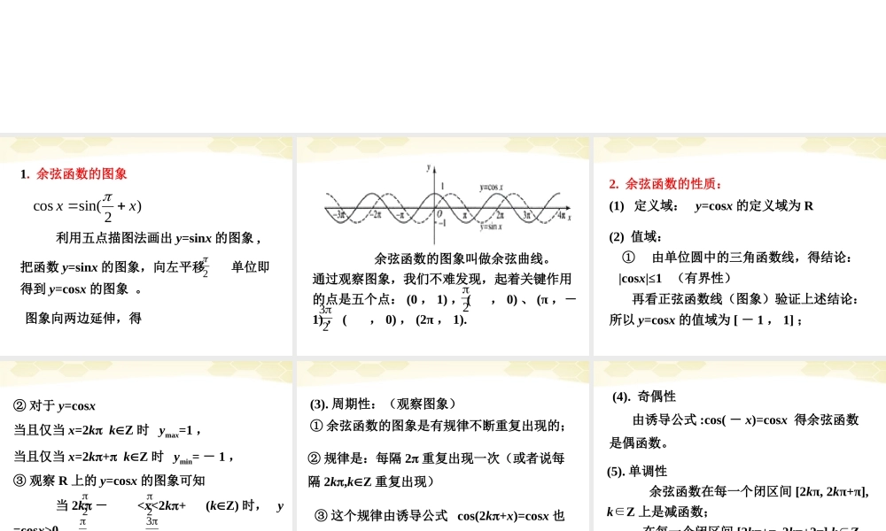 高中数学 1321 余弦函数的图象与性质课件 新人教B版必修4 课件