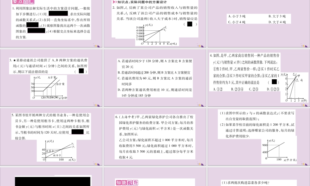 秋八年级数学上册 第12章 一次函数 12.2 一次函数 第5课时 方案决策习题课件 (新版)沪科版 课件