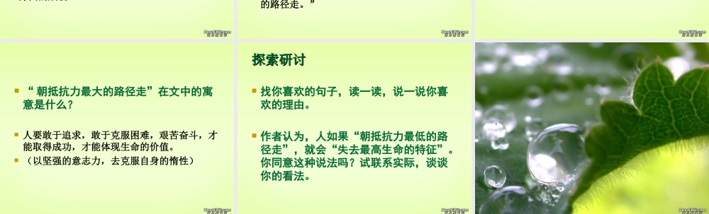 高一语文朝抵抗力最大的路径走 粤教版 课件