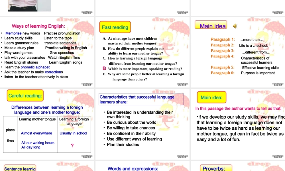 高三英语Unit8 Learnig a foreing language 新课标 人教版 课件