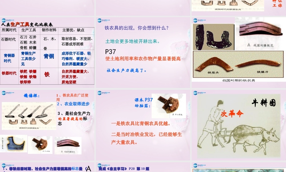 江苏省盐城市东台市南沈灶镇中学2014-2015学年七年级历史上册 第7课 大变革的时代课件 新人教版