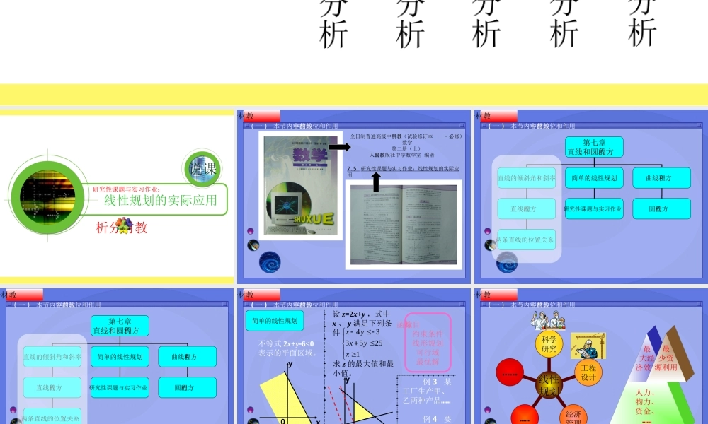 青年数学教师优秀课观摩课课件 线性规划的实际应用 课件