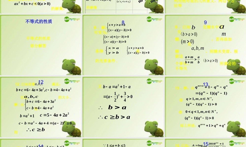 高考数学不等式的性质及解法复习课件 新人教版 课件