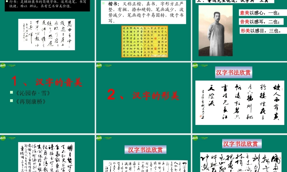 高中语文(优美的汉字)课件 新人教版必修1 课件