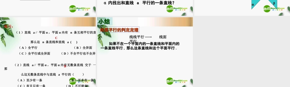 高中数学 221直线和平面平行精品课件 新人教版必修 课件