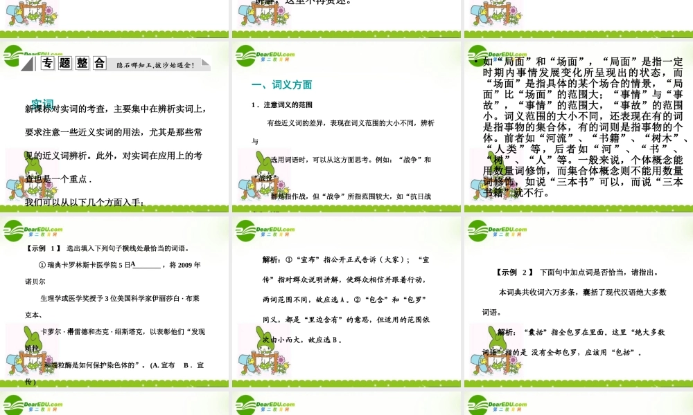 高中语文 正确使用词语(实词、虚词)课件