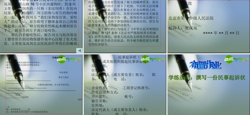 高中语文：(应用文写作-民事起诉状)课件