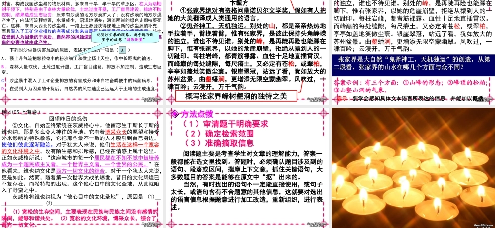 高考语文现代文阅读复习之筛选与整合课件 新课标 人教版 课件