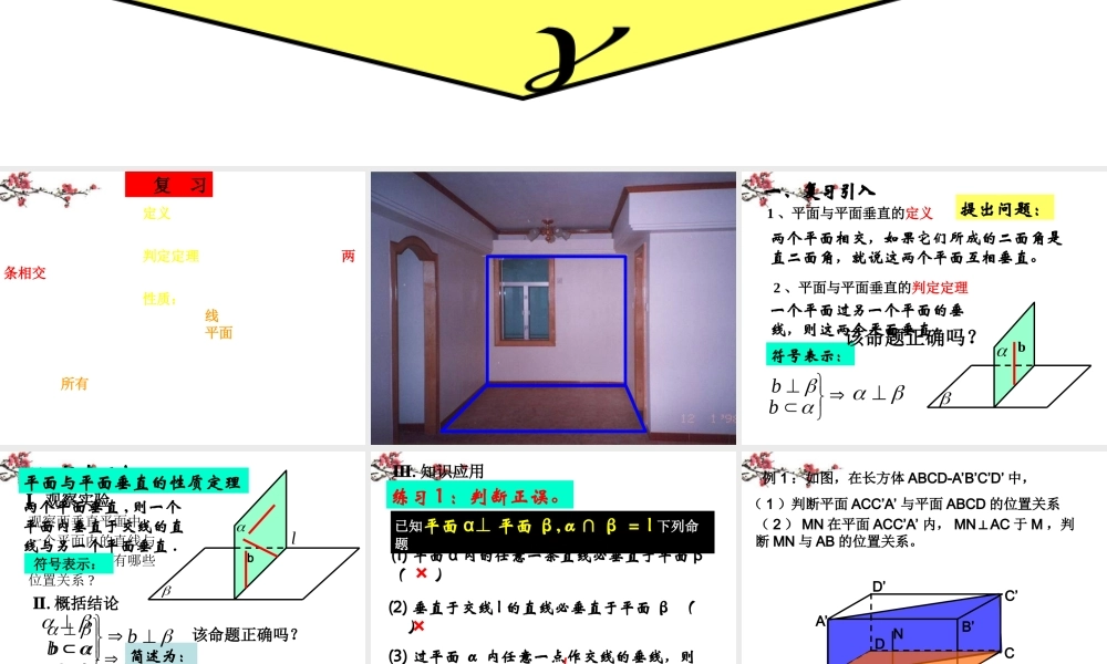 湖南省桃江县高一数学(平面与平面垂直的性质)课件