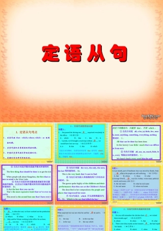 高考英语第二轮语法复习 定语从句 人教版 试题