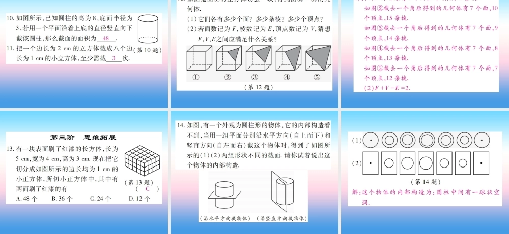 秋七年级数学上册 第一章 丰富的图形世界 3 截一个几何体作业课件 (新版)北师大版 课件