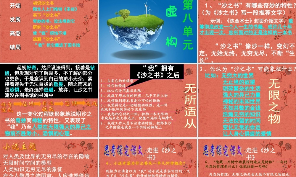 高中语文(沙之书)课件2 新人教版选修 课件