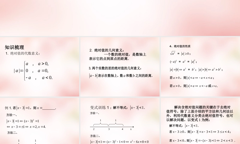 高中衔接教材 绝对值课件