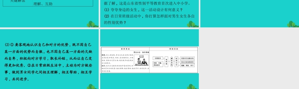 版七年级道德与法治下册 第一单元 青春时光 第二课 青春的心弦 第1框男生女生习题课件 新人教版 课件