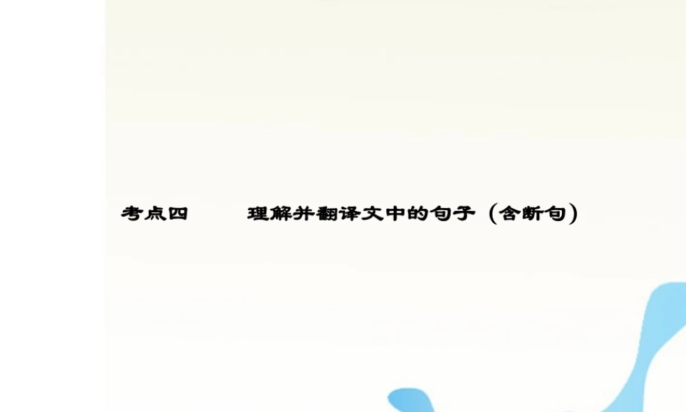 高考语文 模块突破复习 考点四 理解并翻译文中的句子(含断句)课件