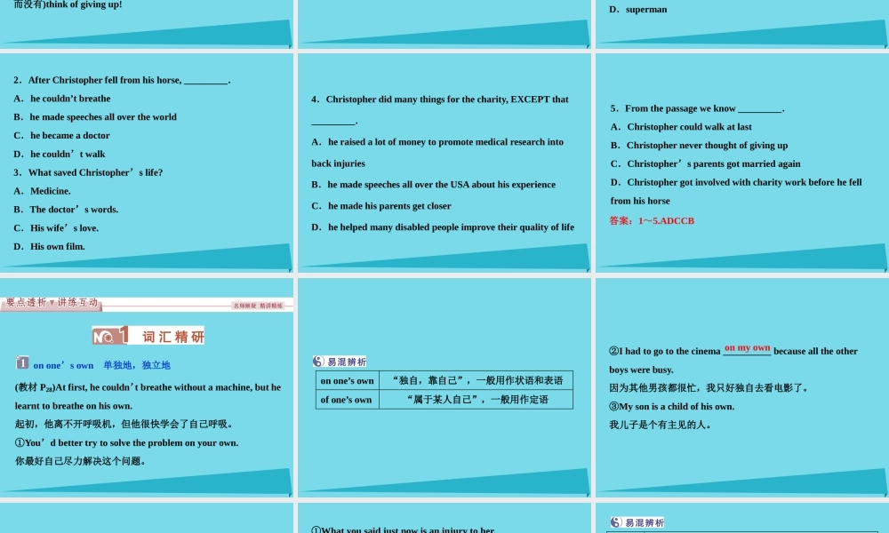 高中英语 Unit 2 Heroes Section Ⅲ Lesson 4，Communication Workshop Culture Corner课件 北师大版必修1 课件