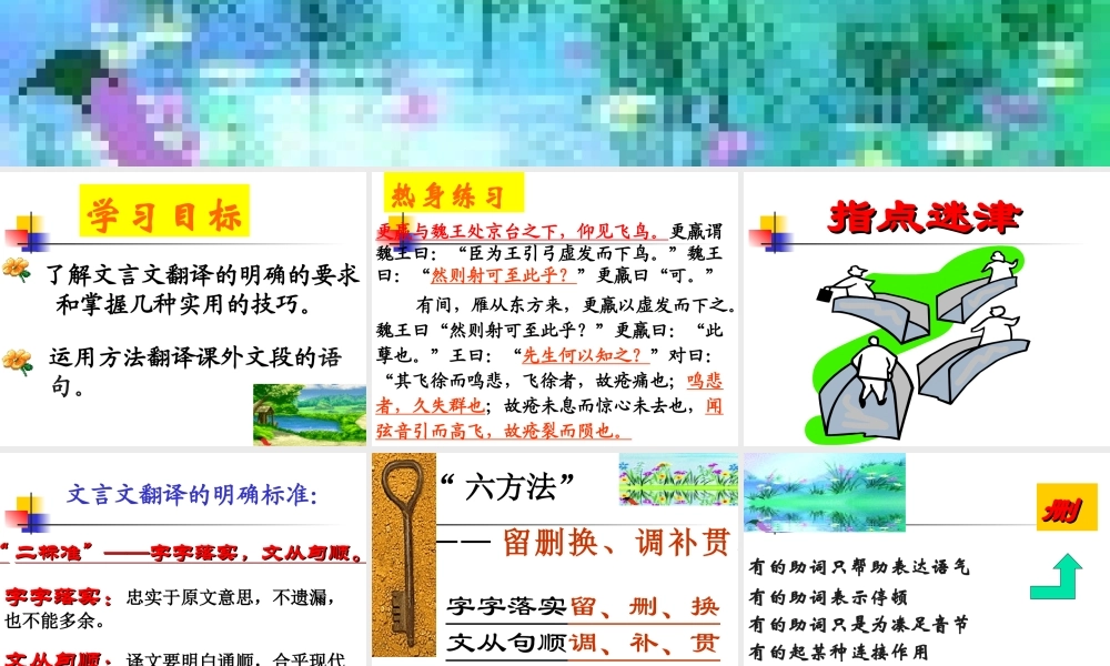 江苏省无锡地区初三语文复习课件文言文翻译 课件