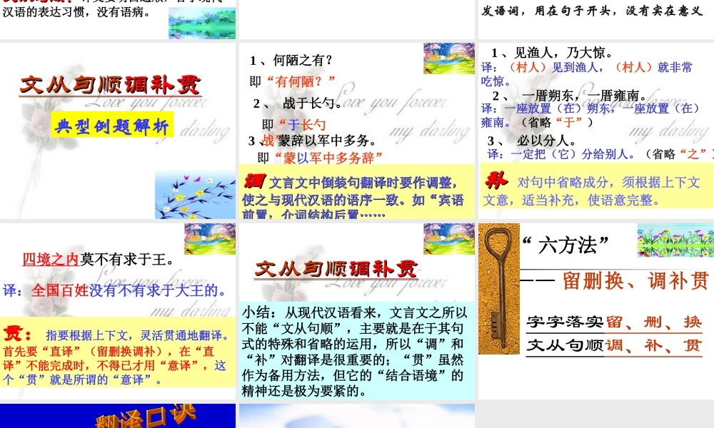 江苏省无锡地区初三语文复习课件文言文翻译 课件