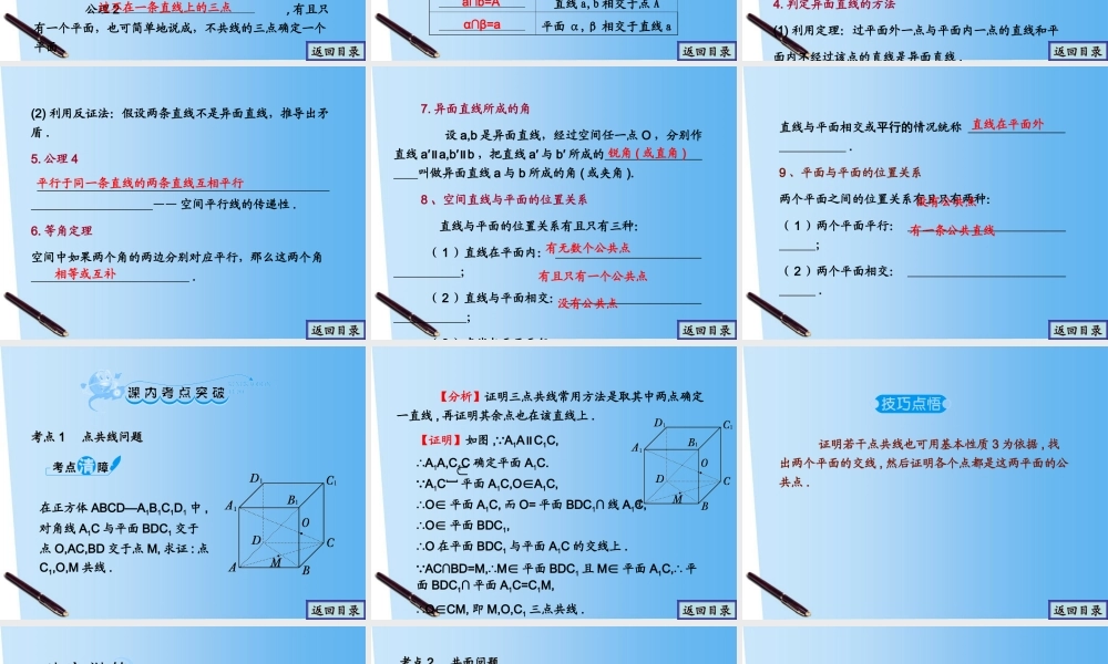 高考数学一轮复习 7.3 空间点、直线、平面之间的位置关系精品课件 文 新人教A版 课件