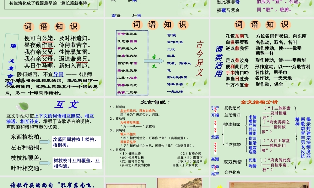 高中语文 第7课(孔雀东南飞)经典课件 新人教版必修2 课件