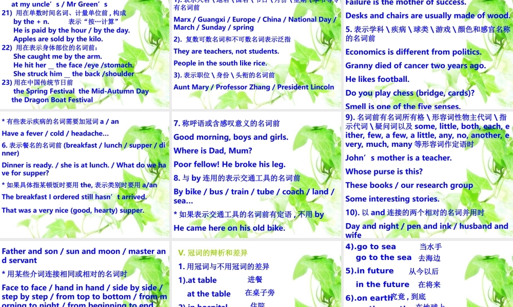 高考英语 归纳总结冠词的用法课件