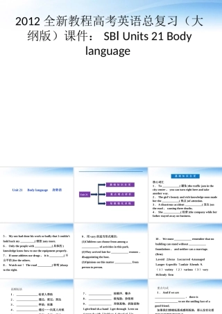 高考英语总复习 Units 21 Body language课件 大纲人教版 课件