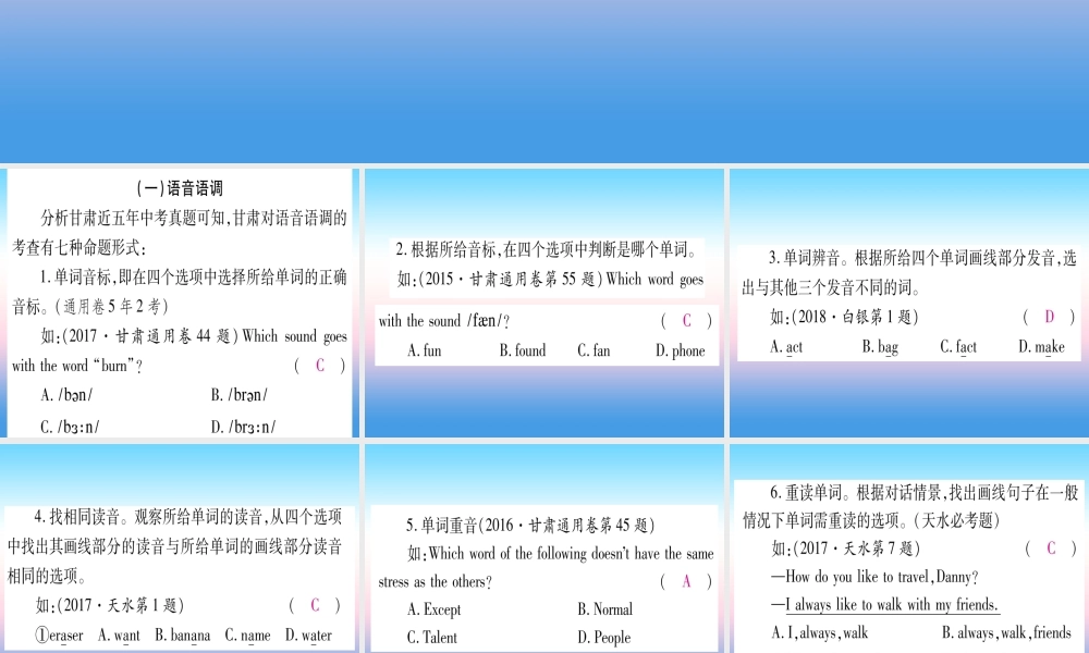 甘肃省中考英语 第二篇 中考专题突破 第一部分 语法专题 专题突破14 特殊选择题课件 (新版)冀教版 课件
