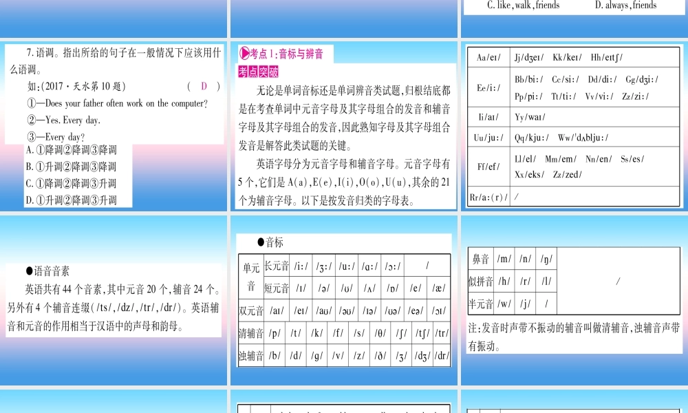 甘肃省中考英语 第二篇 中考专题突破 第一部分 语法专题 专题突破14 特殊选择题课件 (新版)冀教版 课件