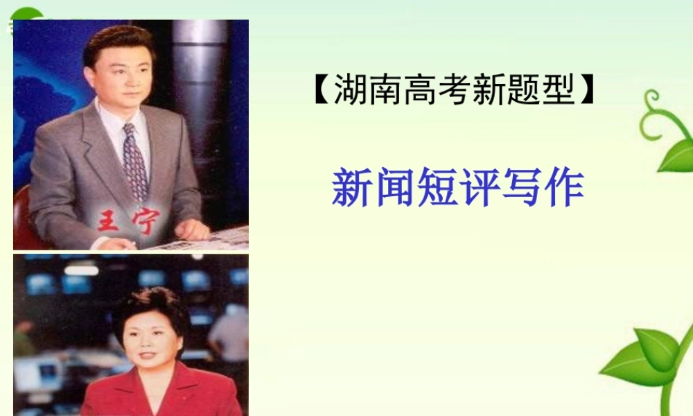 高考语文 复习：新闻短评写作课件