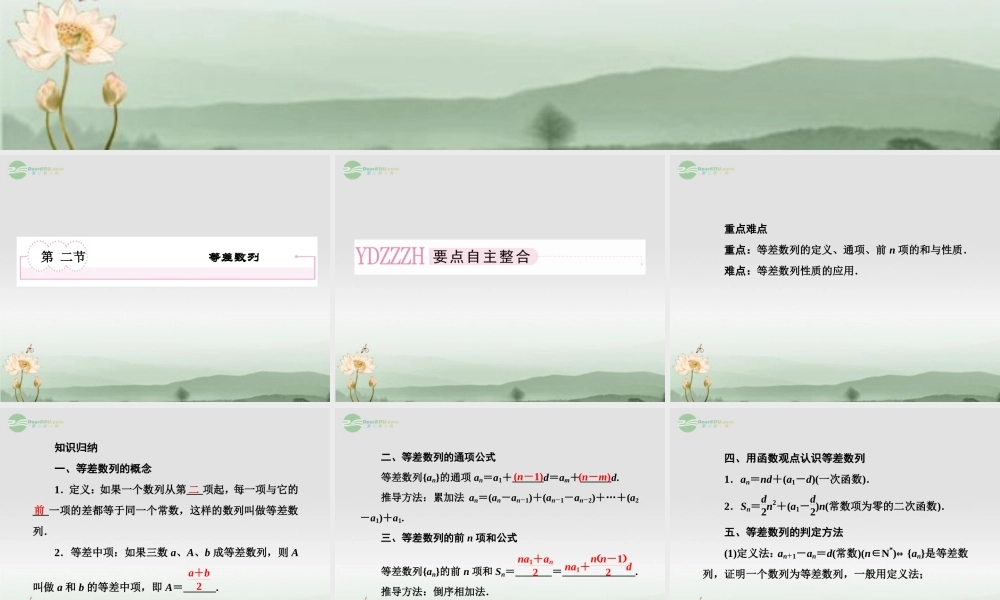 高考数学总复习 5-2 等差数列课件 新人教A版  课件