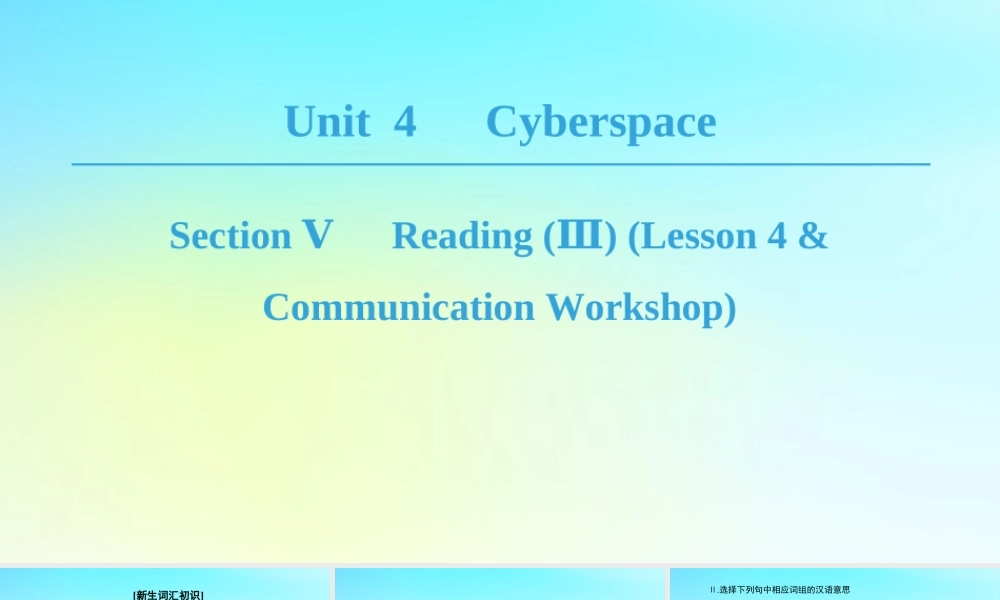 高中英语 Unit 4 Cyberspace Section Ⅴ Reading Ⅲ Lesson 4  Communication Workshop课件 北师大版必修2 课件