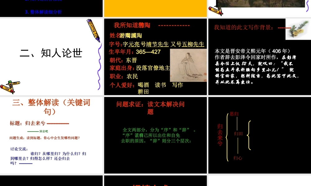 高中语文(归去来兮辞)课件沪教版第六册 课件