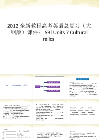 高考英语总复习 Units 7 Cultural relics课件 大纲人教版 课件