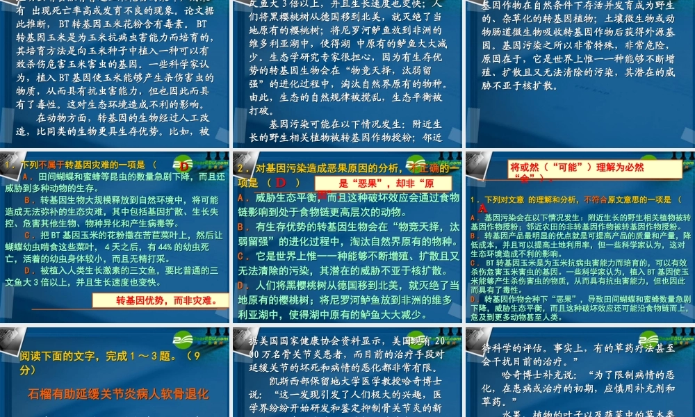 高中语文 一般类现代文阅读综合练习课件(2) 新人教版 课件